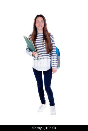 Teenager student girl isolated on a white background Stock Photo - Alamy