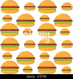 burger food unhealthy seamless pattern Stock Vector