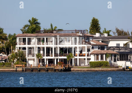 Naples, Fl, USA - March 18, 2017: Luxury waterfront villa in the city of Naples. Florida, United States Stock Photo
