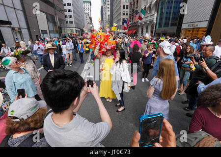 New York, USA. 16th Apr, 2017. Easter Parade and Bonnet Festival in Manhattan, Fifth avenue in New York City, April 16, 2017. Credit: Nino Marcutti/Alamy Live News Stock Photo