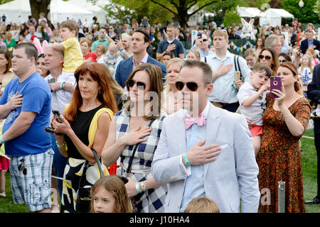 Washington DC, USA. 17th Apr, 2017. Guests attend the annual Easter Egg Roll on the South Lawn of the White House in Washington, DC, on April 17, 2017. Credit: Olivier Douliery/Pool via CNP /MediaPunch Credit: MediaPunch Inc/Alamy Live News Stock Photo