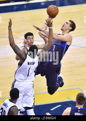 April 12, 2017: Dallas Mavericks forward Jarrod Uthoff (19) goes for a ...