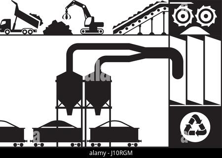 Recycling and processing of scrap metal - vector illustration Stock Vector