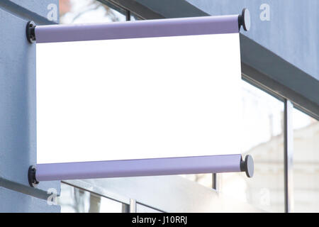 Signboard. Rectangular shape mock up on the wall Stock Photo