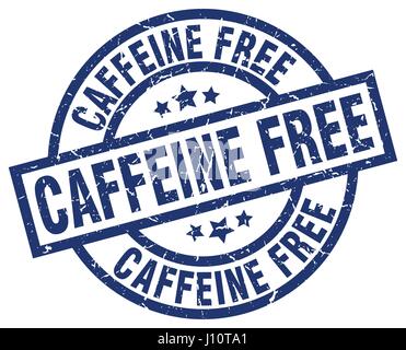 caffeine free blue round grunge stamp Stock Vector