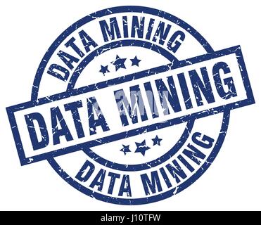 data mining blue round grunge stamp Stock Vector