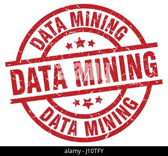 data mining round red grunge stamp Stock Vector