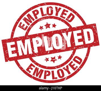 employed round red grunge stamp Stock Vector