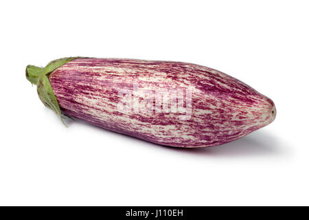 Single graffiti fresh eggplant on white background Stock Photo