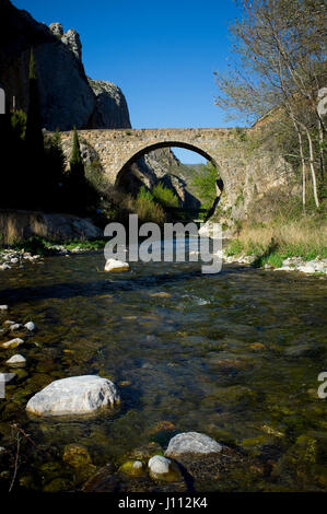 Cidacos river under Cemetery bridge, Arnedillo, La Rioja, Spain. Stock Photo