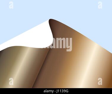 Sheet of bronze paper with a curl Stock Vector