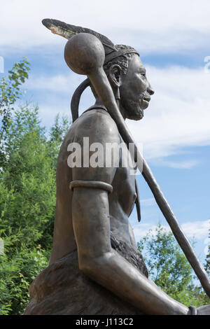 Statue of King Moshoeshoe I of Lesotho at Thaba Bosiu Cultural Village, Thaba Bosiu, Motloang, Maseru District, Kingdom of Lesotho Stock Photo