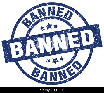 banned blue round grunge stamp Stock Vector