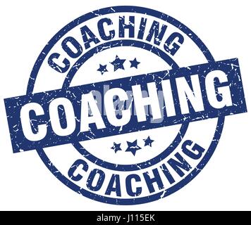 coaching blue round grunge stamp Stock Vector