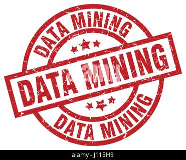 data mining round red grunge stamp Stock Vector