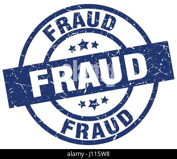 fraud blue round grunge stamp Stock Vector