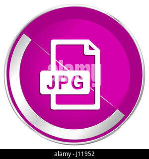 Jpg file web design violet silver metallic border internet icon. Stock Photo