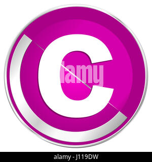 Copyright web design violet silver metallic border internet icon. Stock Photo