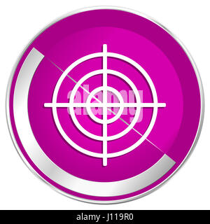 Target web design violet silver metallic border internet icon. Stock Photo