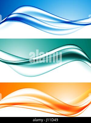 Abstract Wave Lines Set. Dynamic Flow Illustration. Wavy Design 