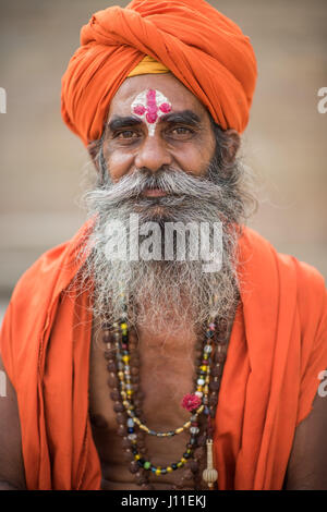 Indian Sadhu or holy man at Varanasi Stock Photo