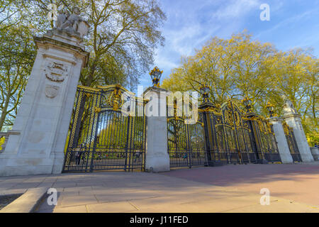 London, England - 9th of April 2017: Tourists behind Canada Gates near Buckingham Palace in London. Stock Photo