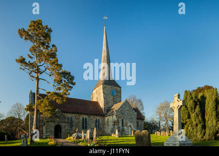 Early spring afternoon at St Giles church in Horsted Keynes, West Sussex, England. Stock Photo