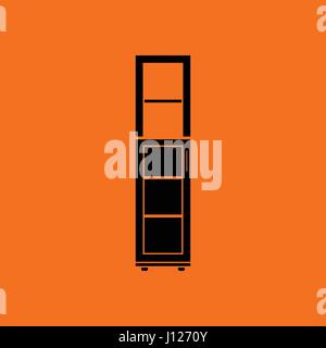 Narrow cabinet icon. Orange background with black. Vector illustration. Stock Vector