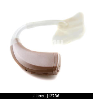 modern digital hearing aid on white background Stock Photo