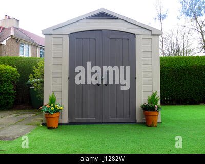 Plastic garden shed Stock Photo