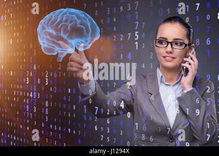 Businesswoman in artificial intelligence concept Stock Photo