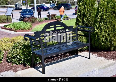 North Carolina bench at rest area Stock Photo