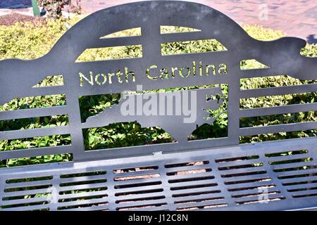 North Carolina bench at rest area Stock Photo