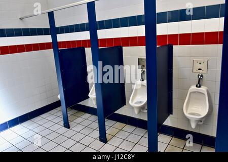 Public restroom at travel rest area Stock Photo