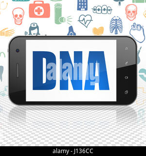 Healthcare concept: Smartphone with DNA on display Stock Photo