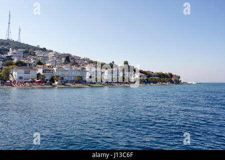 View of beach in Kinaliada which is one of Prince Islands also known as Adalar in Istanbul. Summer houses are in the view. It is the closest one to Is Stock Photo