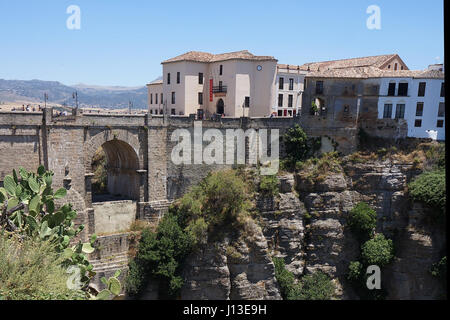 Tourists in Rondo, Spain. Stock Photo