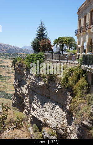 Tourists in Rondo, Spain. Stock Photo