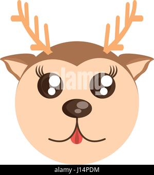 kawaii face deer animal fun Stock Vector