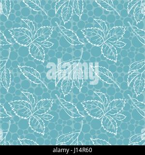 Seamless Background with Pictogram Leaves of Elm Tree, Tile Nature Pattern. Vector Stock Vector