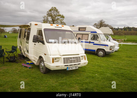 Motorhome on holiday, vintage old fashioned Stock Photo