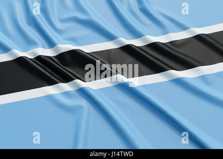 Botswana flag. Wavy fabric high detailed texture. 3d illustration rendering Stock Photo