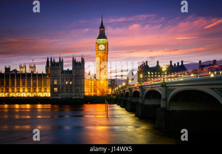 The Elizabeth Tower or Big Ben is one of the most known monuments in the world. It belongs to the Palace of Westminster. Stock Photo