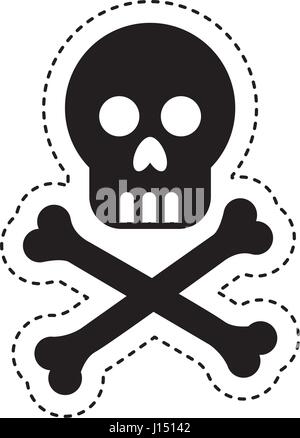 virus skull alert isolated icon Stock Vector