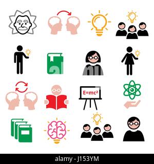 Science, knowledge, creative thinking, ideas vector icons set Stock Vector
