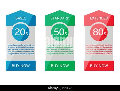 Price chart table Stock Vector