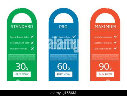 Price chart table Stock Vector