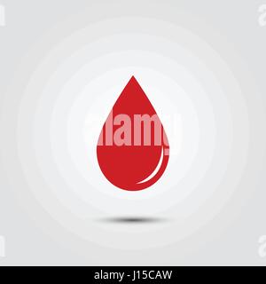 Vector Red Blood Drop Icon isolated on white. Stock Vector