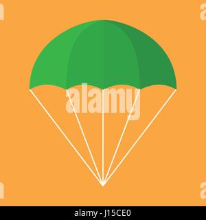 Illustration of a parachute isolated on an orange background. Stock Vector