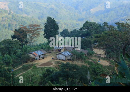 Ethnic village near Sajek Valley in Rangamati, Bangladesh. Stock Photo